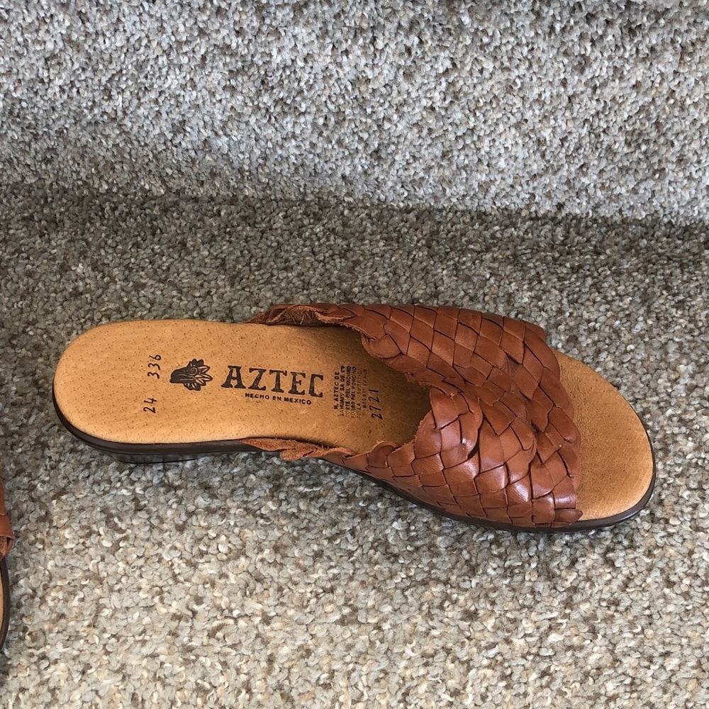 Aztec Braided Leather Slide Mules in Cognac - Picture 15 of 16